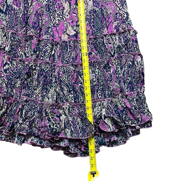 Anthropologie Bohemian Ruffled Paisley Maxi Skirt & Top Set Purple Size Small - Picture 11 of 11